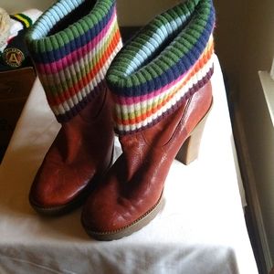 Coach winter tan leather short boots